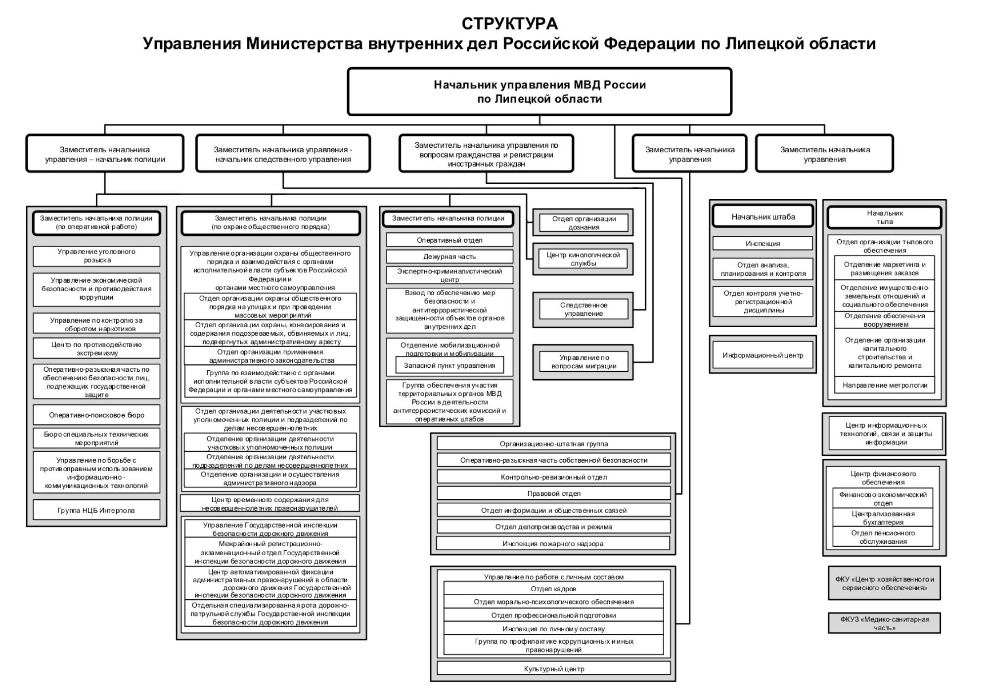 Структура Управления Министерства внутренних дел Российской Федерации по Липецкой области